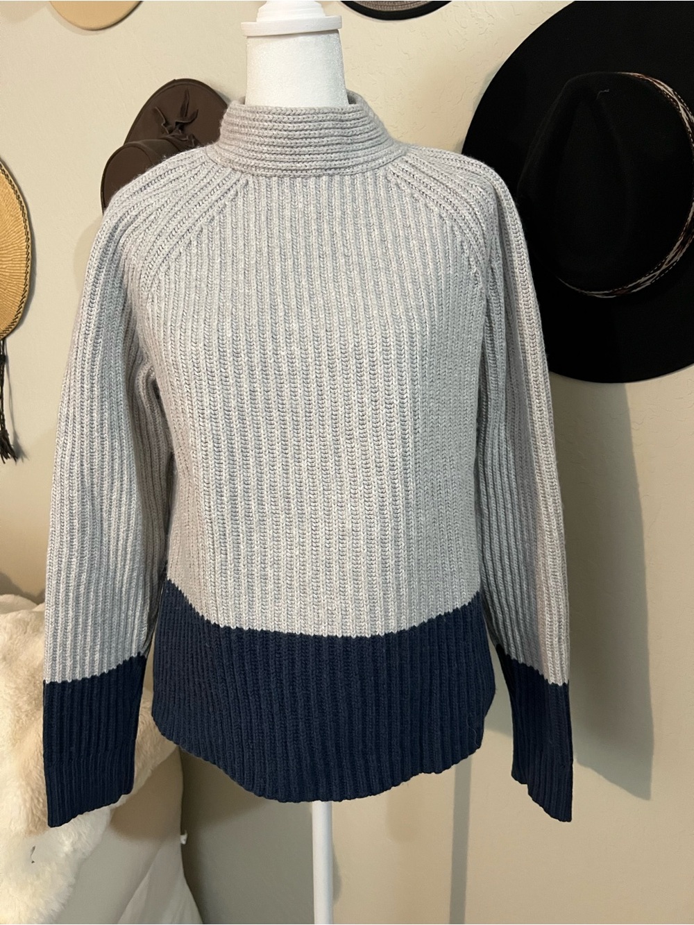 Banana Republic Chunky Colorblock Ribbed Mock-Neck Sweater Medium